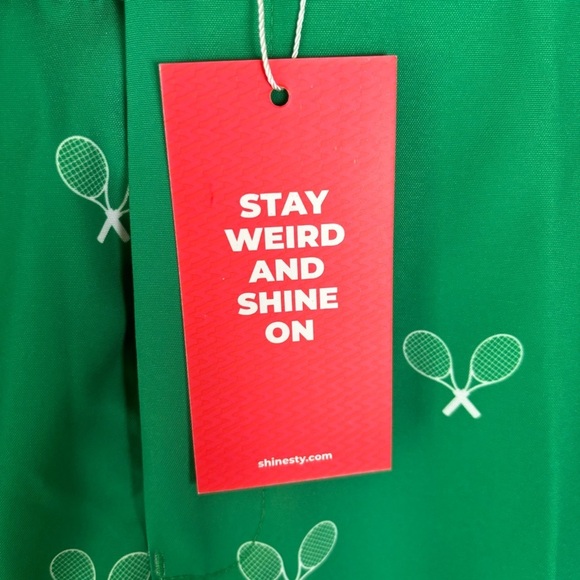 NWT Shinesty Golf Pants Green & White Tennis Racket Print Mens Sz 42 X 35 - Picture 4 of 5